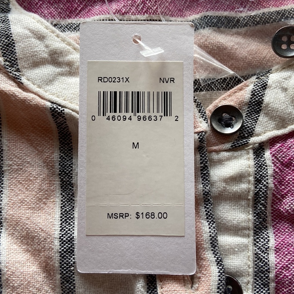 Women’s Splendid NWT Sleeveless Cream Dress w/ Pink/black/peach Stripes Size M - Picture 3 of 4